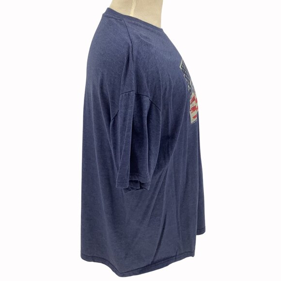 Chevrolet Vintage American Flag Graphic T-Shirt Navy Blue Soft Cotton Blend 2XL - Picture 4 of 5